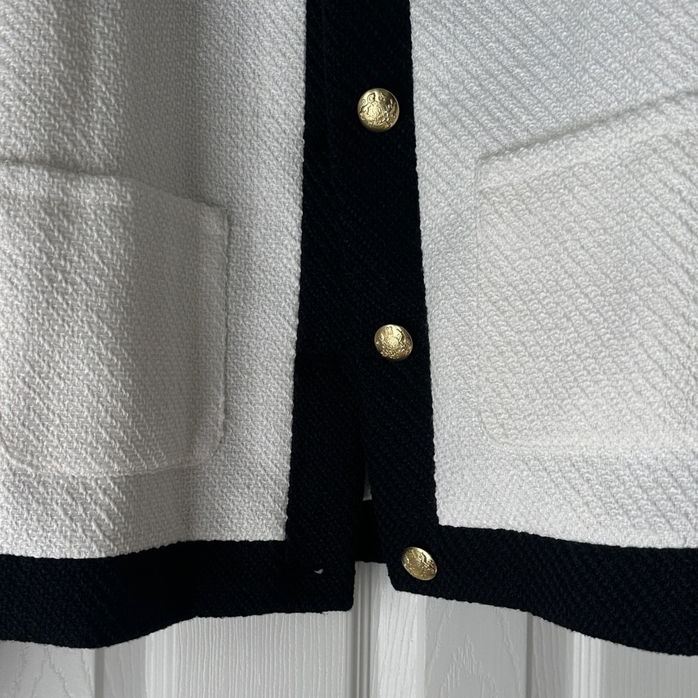 NWT, J. Crew White and Black Blazer with Gold Buttons, plus size, size 16 office - Picture 3 of 12